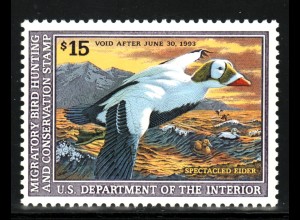 USA: 1993, Jagdgebührenmarken (Duck-Stamp, nach Scott RW 59)