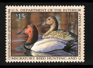 USA: 1994, Jagdgebührenmarken (Duck-Stamp, nach Scott RW 60)