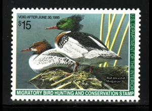 USA: 1995, Jagdgebührenmarken (Duck-Stamp, nach Scott RW 61)