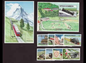 Antigua und Barbuda: 1991, Berg- und Zahnradbahnen (Satz und Blockpaar)