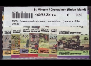 St. Vincent / Grenadinen (Union Islands): 1986, Zusammendruckpaare Lokomotiven (Leaders of the world)