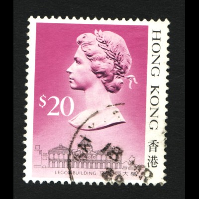 Hongkong: 1987, Freimarken Königin Elisabeth II. 20 $ (bessere Type I)