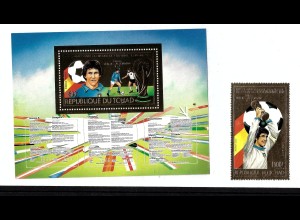 Tschad: 1982, Fußball-WM Spanien (Fußballspieler, Einzelmarke und Blockausgabe)