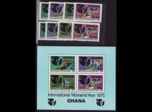 Ghana: 1975, Jahr der Frau (Satz gez. und ungezähnt sowie Blockausgabe)