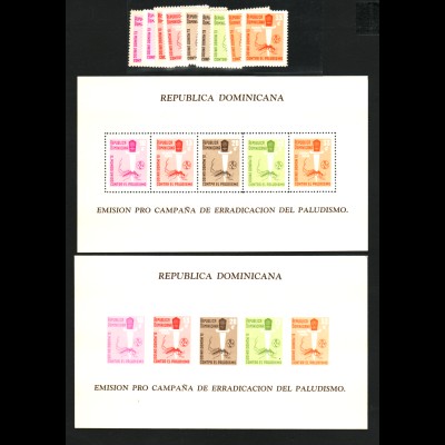 Dominikanische Republik: 1962, Malariabekämpfung (Satz und Blockpaar)