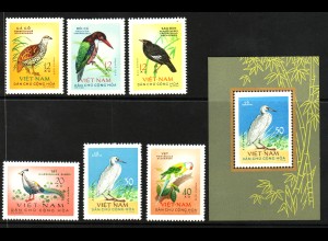 Vietnam: 1963, Vögel (Satz und Blockausgabe, ohne Gummi verausgabt, M€ 116,-)