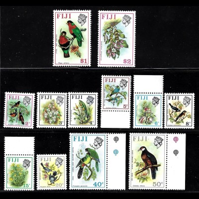 Fidschi-Inseln: 1971, Freimarken Einheimische Vögel und Blumen (bessere Ausgabe mit liegendem WZ, ohne 25 C., in dieser Variante sind nicht alle Werte des Satzes enthalten, M€ 82,-)
