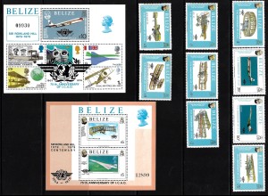 Belize: 1979, Flugzeuge (Satz und Blockpaar, M€ 60,-)