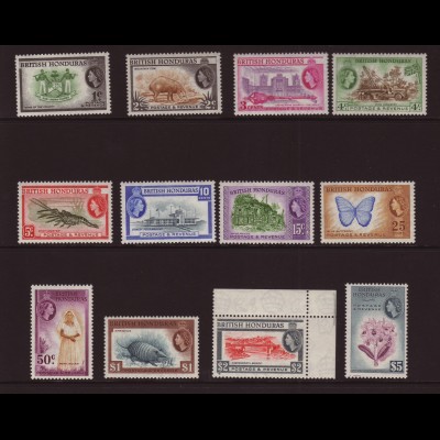 Belize (Britisch-Honduras): 1953, Königin Elisabeth II. und Landesmotive (postfrisch, M€ 120,-)