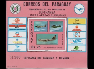Paraguay: 1976, Blockausgabe Deutsche Lufthansa (Flugzeuge)