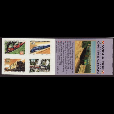 Australien: 1993, Markenheftchen Eisenbahnen (1354/59)