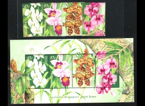 Australien: 1998, Orchideen (Satz und Blockausgabe)