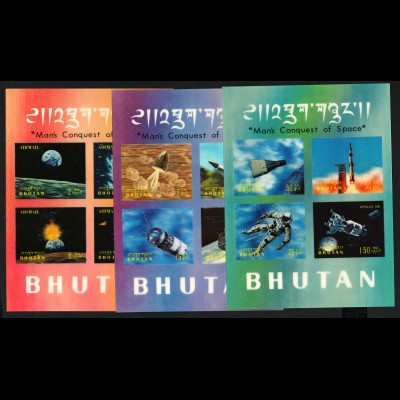 Bhutan: 1970, Blocksatz Eroberung des Weltraums (3D-Folie)