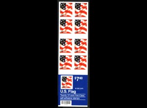 USA: 2002, Flagge (vorder- und rückseitig bedrucktes Folienblatt mit 20 Marken, FB 88)