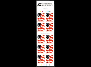 USA: 2002, Flagge (Folienblatt mit 10 Marken, FB 89)
