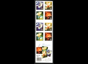 USA: 2001, Blumen (vorder- und rückseitig bedrucktes Folienblatt mit 20 Marken, FB 71)