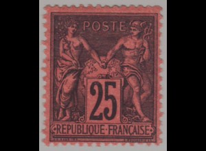 Frankreich: 1877, Allegorie 25 C. (schwarz auf rot, M€ 1000,-)