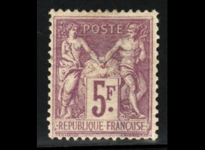 Frankreich: 1877, Allegorie 5 Fr. (Höchstwert, sauber gefalzt, M€ 450,-)