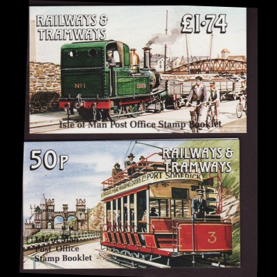 Insel Man: 1990, Markenheftchenpaar Eisenbahn (enthält Kat.-Nr. 358+362 III)