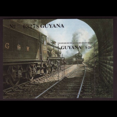 Guyana: 1990, Blockausgabe Dampflokomotive (Einzelstück)