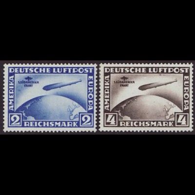 Deutsches Reich: 1930, Südamerikafahrt 2 und 4 RM, einheitlich WZ Y 