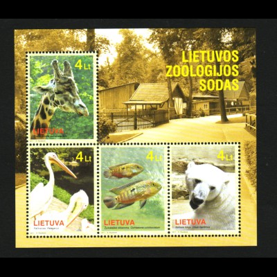 Litauen: 2011, Blockausgabe Zoo Kaunas (Tiere)