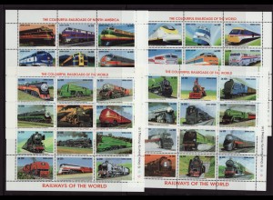 Sierra Leone: 1995, Eisenbahnen aus aller Welt (Kleinbogensatz mit 4 KB und Blocksatz mit 5 Blöcken, M€ 82,-)