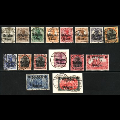 Belgien: 1916: 2. Überdruckausgabe (teilweise Briefstücke, M€ 200,-)