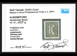 1921, Ziffern, WZ Rauten 10 Pfg. gute Farbe schwarzoliv (Kurzbefund BPP)
