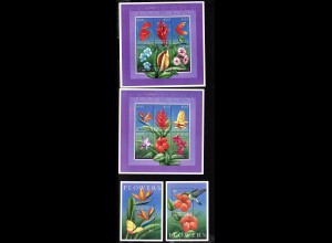 Dominica: 2000, Blumen (Kleinbogenpaar und Blockpaar)