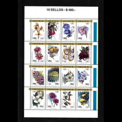 Chile: 1988, Zdr.-Bogen Blüten