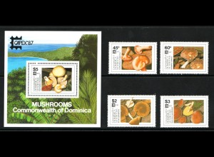 Dominica: 1987, Pilze (Satz und Blockausgabe)