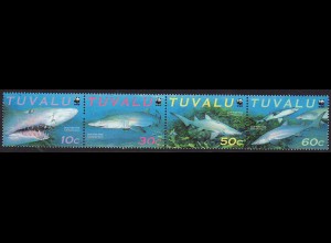 Tuvalu: 2000, Zdr.-Streifen Tigerhai (WWF-Ausgabe)