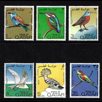 Katar: 1972, Vögel (Kurzsatz ohne Höchstwerte, dabei Kat. Nr. 530 Gummifehler)