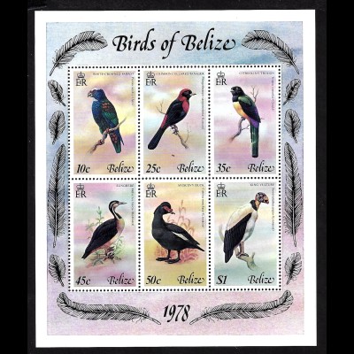 Belize: 1978, Blockausgabe Vögel (II)