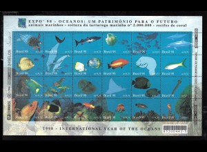 Brasilien: 1998, Kleinbogen Jahr des Meeres (Fische)