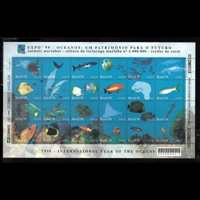 Brasilien: 1998, Kleinbogen Jahr des Meeres (Fische)