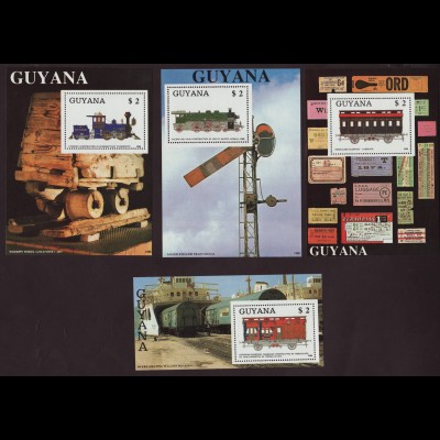 Guyana: 1989, Eisenbahnen (alle Blockausgaben zu 2 $)