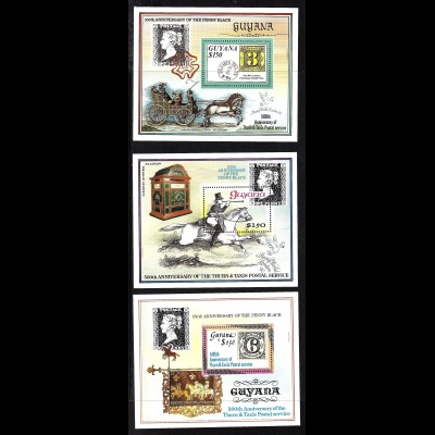 Guyana: 1990, Blocksatz 150 Jahre Briefmarken (Motiv Marke auf Marke)