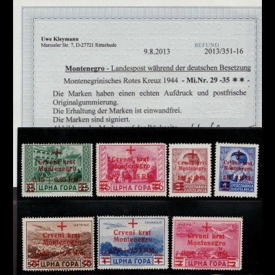 Montenegro: 1944, Montenegro: Aufdruck Rotes Kreuz (postfrisch)