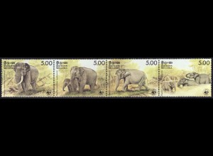 Sri Lanka: 1986, Viererstreifen Elefanten (WWF-Ausgabe)
