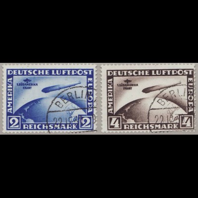 Deutsches Reich:1930, Südamerikafahrt 2 und 4 RM (gepr. Schlegel BPP, M€ 800,-)