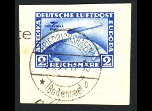 1930, Südamerikafahrt 2 RM (Briefstück gest. "Friedrichshafen", M€ 500,-)