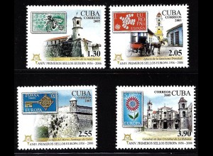 Kuba: 2005, 50 Jahre Europamarken (Motiv Marke auf Marke und Gebäude)