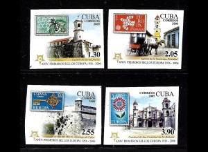 Kuba: 2005, 50 Jahre Europamarken (ungezähnt, Motiv Marke auf Marke und Gebäude)