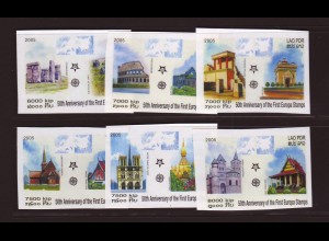Laos: 2005, 50 Jahre Europamarken (ungezähnt, Motiv Gebäude)