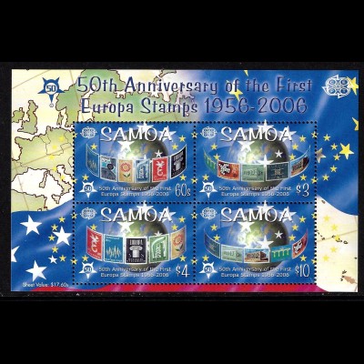 Samoa: 2005, Blockausgabe 50 Jahre Europamarken (Motiv Europamarken auf Briefmarken)