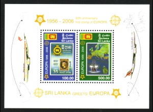 Sri Lanka: 2005, 50 Jahre Europamarken (Motiv Marke auf Marke und Flugzeuge)