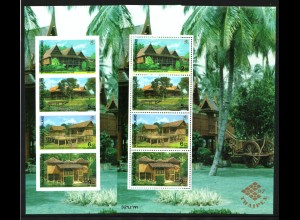Thailand: 1997, Blockpaar Pfahlhäuser (gez. und ungezähnt)