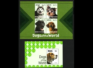 Nevis: 2012, Hunde (Blockausgabe und Kleinbogen)